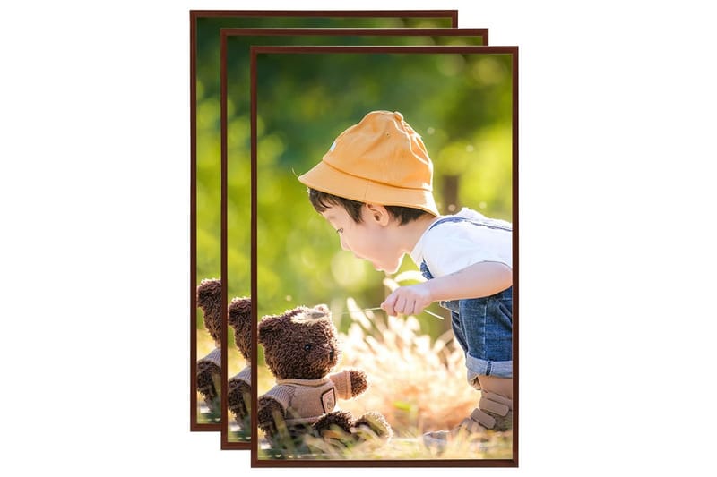 Fotorammekollasje for vegg eller bord 3 stk 13x18 cm MDF - Brun - Innredning - Veggdekorasjon - Rammer