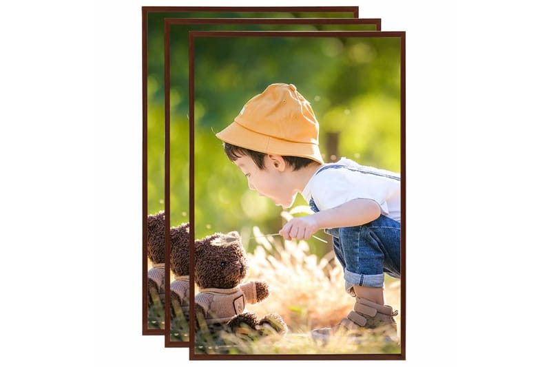 Fotorammekollasje for vegg eller bord 3 stk 70x90 cm MDF - Brun - Innredning - Veggdekorasjon - Rammer