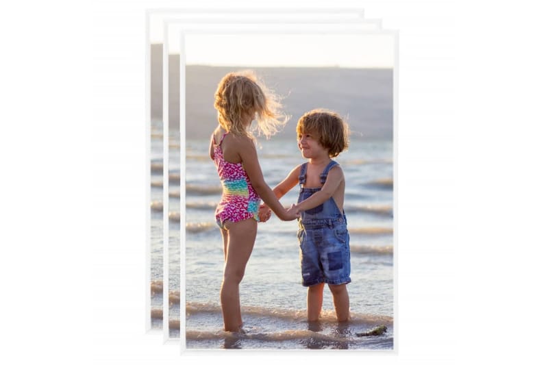 Fotorammekollasje for vegg eller bord 3 stk 70x90 cm MDF - Hvit - Innredning - Veggdekorasjon - Rammer