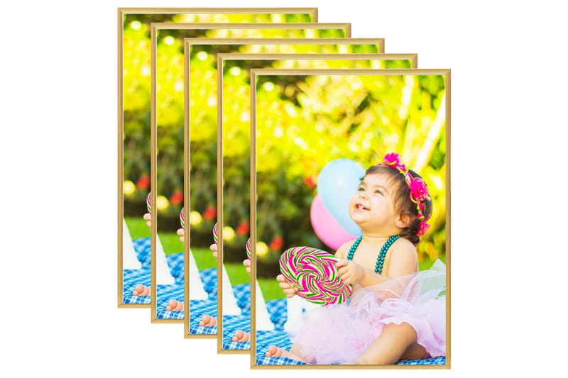 Fotorammekollasje for vegg eller bord 5 stk 70x90 cm MDF - Gull - Innredning - Veggdekorasjon - Rammer