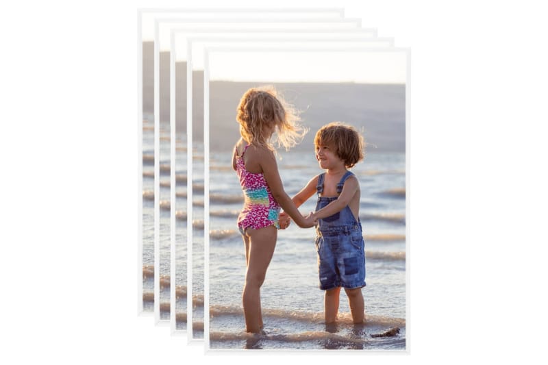 Fotorammekollasje for vegg eller bord 5 stk 70x90 cm MDF - Hvit - Innredning - Veggdekorasjon - Rammer