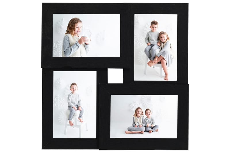 Fotorammekollasj for 4x(10x15 cm) bilde MDF - Svart - Innredning - Veggdekorasjon - Rammer