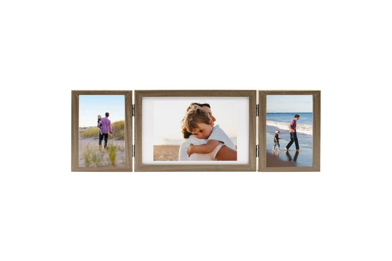 Trefoldig fotorammekollage lysebrun 28x18 cm+2x(13x18 cm) - Brun - Innredning - Veggdekorasjon - Rammer