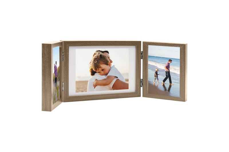 Trefoldig fotorammekollage lysebrun 28x18 cm+2x(13x18 cm) - Brun - Innredning - Veggdekorasjon - Rammer