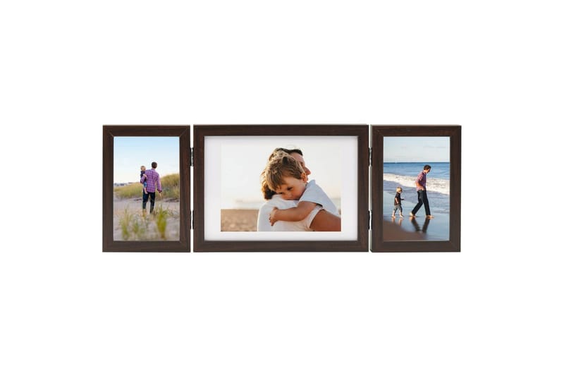 Trefoldig fotorammekollage mørkebrun 22x15 cm+2x(10x15 cm) - Brun - Innredning - Veggdekorasjon - Rammer