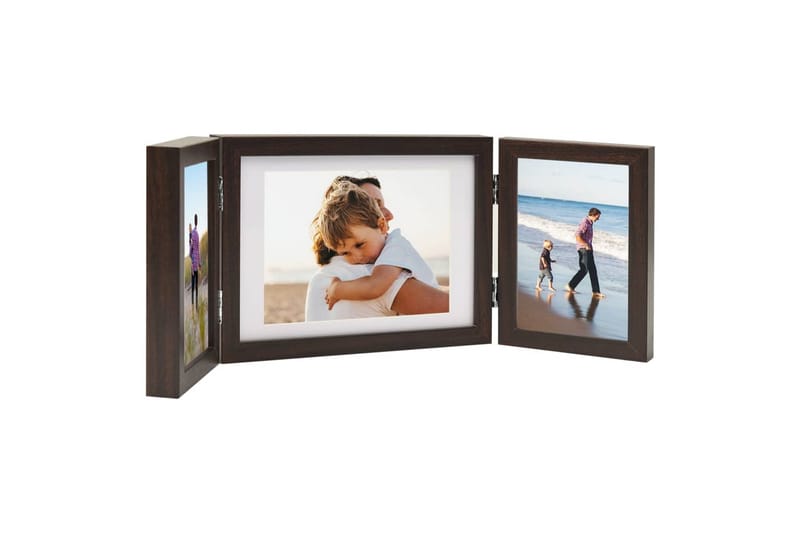 Trefoldig fotorammekollage mørkebrun 22x15 cm+2x(10x15 cm) - Brun - Innredning - Veggdekorasjon - Rammer