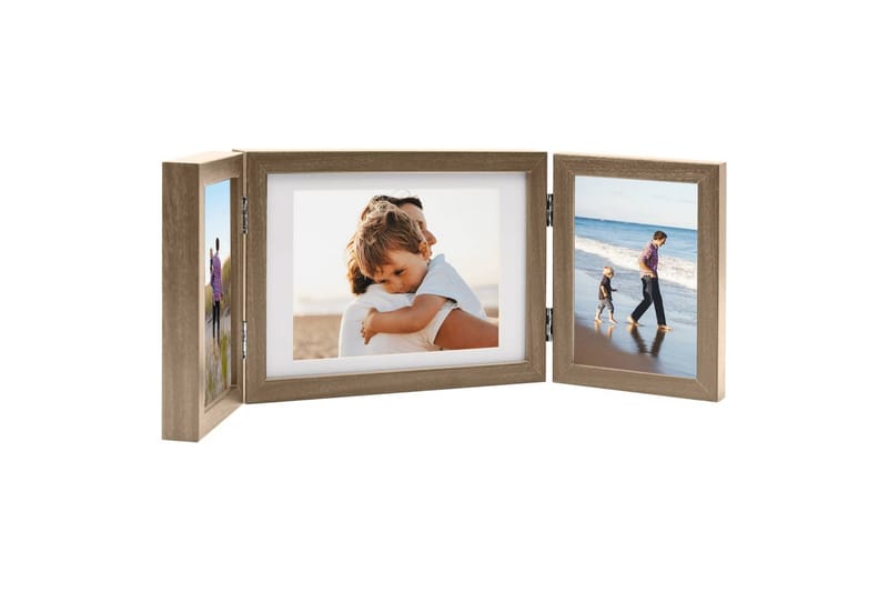 Trefoldig fotorammekollasj 22x15 cm+2x(10x15 cm) - Brun - Innredning - Veggdekorasjon - Rammer