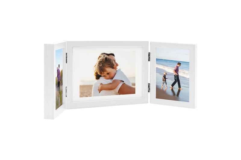 Trefoldig fotorammekollasj 22x15 cm+2x(10x15 cm) - Hvit - Innredning - Veggdekorasjon - Rammer
