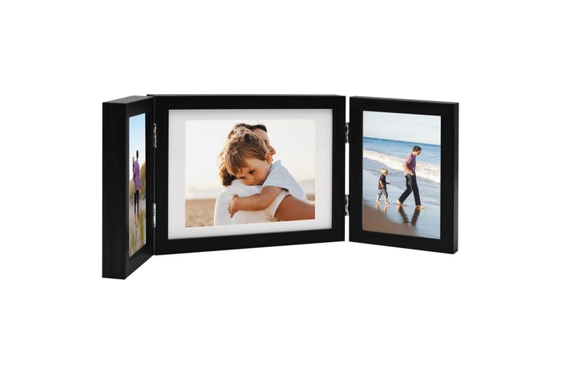 Trefoldig fotorammekollasj 22x15 cm+2x(10x15 cm) - Svart - Innredning - Veggdekorasjon - Rammer