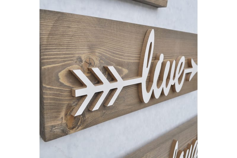 Evila Veggdekorasjon Love Live Laugh' - Brun - Innredning - Veggdekorasjon - Skilt - Dørskilt