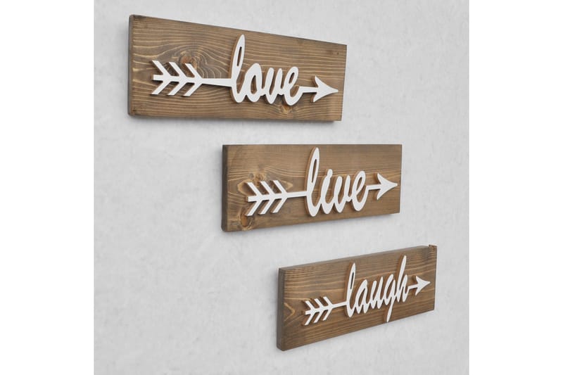 Evila Veggdekorasjon Love Live Laugh' - Brun - Innredning - Veggdekorasjon - Skilt - Dørskilt