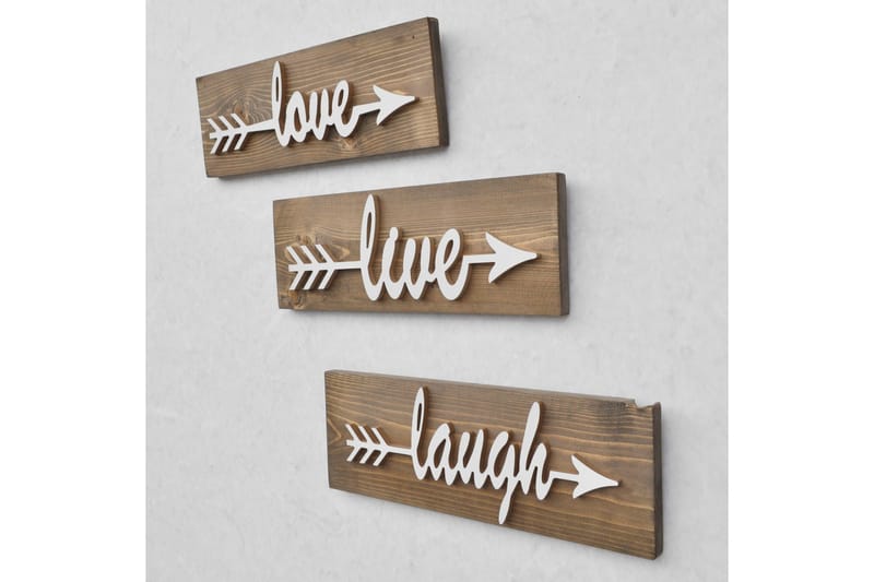 Evila Veggdekorasjon Love Live Laugh' - Brun - Innredning - Veggdekorasjon - Skilt - Dørskilt