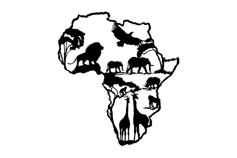 African 2 Veggdekor, Svart