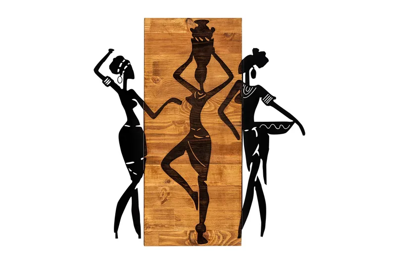 African Veggdekor, Svart/Valnøtt