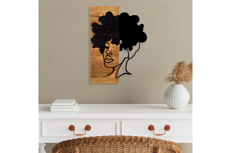 African Woman Veggdekor, Svart/Lys Valnøtt