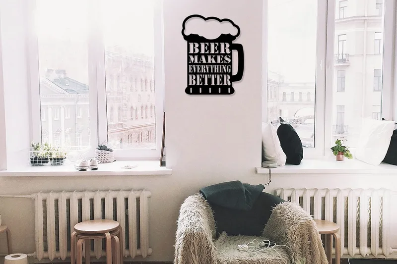 Beer Metal Decor Veggdekor, Svart