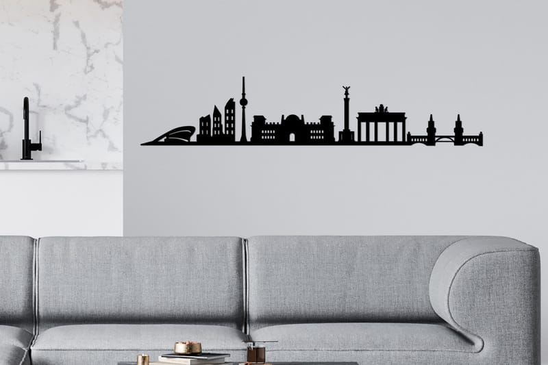 Berlin Skyline Veggdekor, Svart