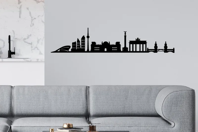 Berlin Skyline Veggdekor, Svart