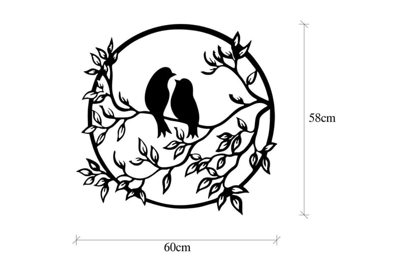 Bird's Love Veggdekor - Svart - Metallskilt