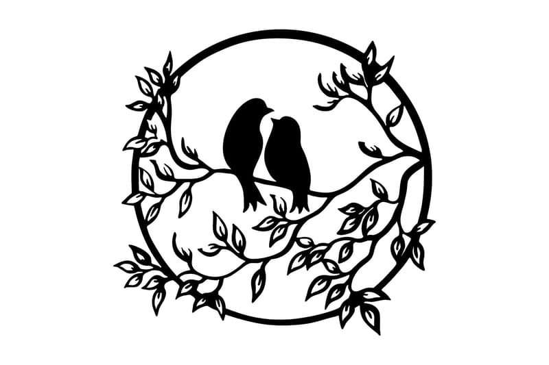 Bird's Love Veggdekor - Svart - Innredning - Veggdekorasjon - Skilt - Metallskilt