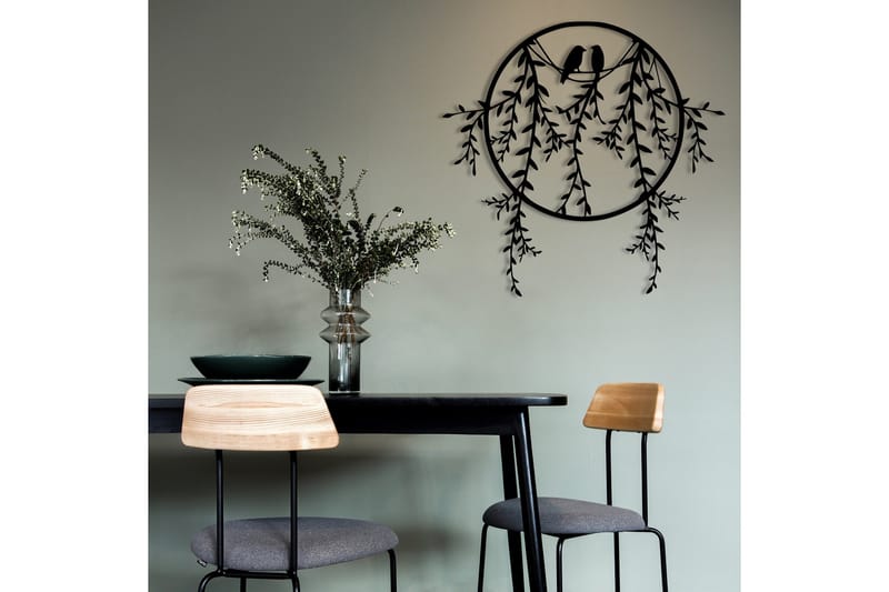Birds on Tree Branch Veggdekor - Svart - Innredning - Veggdekorasjon - Skilt - Metallskilt