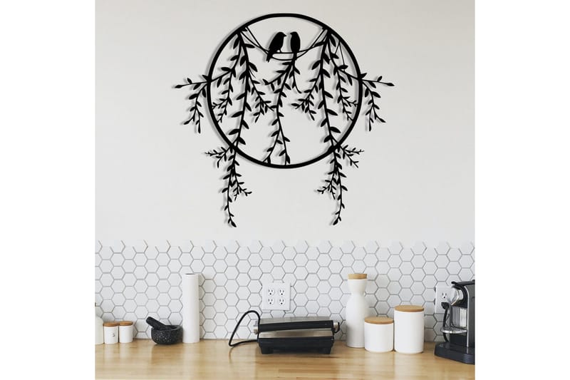 Birds on Tree Branch Veggdekor - Svart - Innredning - Veggdekorasjon - Skilt - Metallskilt