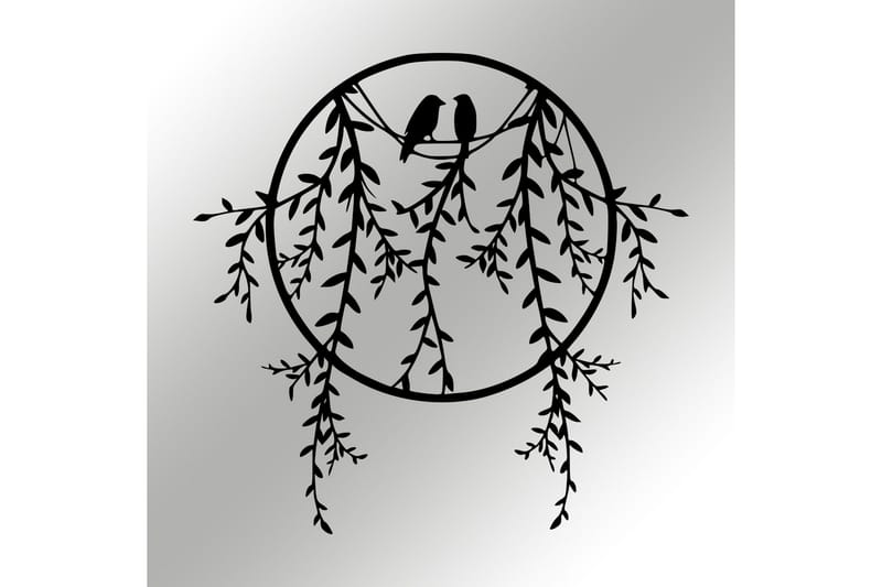 Birds on Tree Branch Veggdekor - Svart - Innredning - Veggdekorasjon - Skilt - Metallskilt