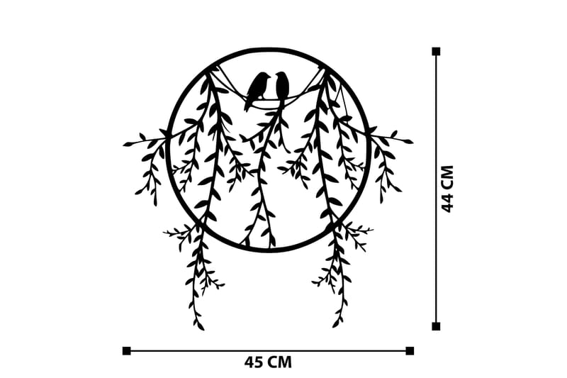 Birds on Tree Branch Veggdekor - Svart - Innredning - Veggdekorasjon - Skilt - Metallskilt