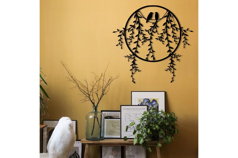 Birds on Tree Branch Veggdekor - Svart - Innredning - Veggdekorasjon - Skilt - Metallskilt