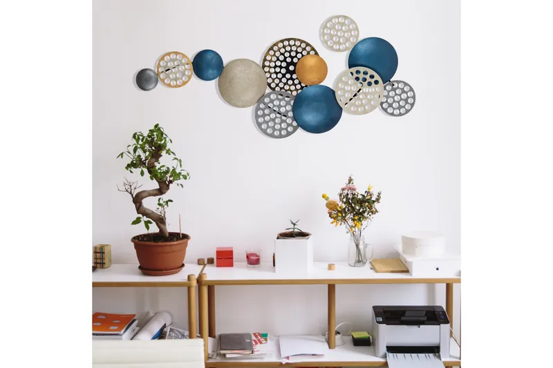 Bronte - Veggdekor - Blå/Champagne/Oransje - Innredning - Veggdekorasjon - Skilt - Metallskilt