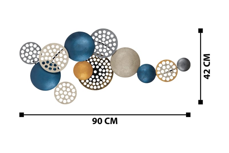 Bronte - Veggdekor - Blå/Champagne/Oransje - Innredning - Veggdekorasjon - Skilt - Metallskilt