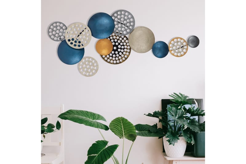 Bronte - Veggdekor - Blå/Champagne/Oransje - Innredning - Veggdekorasjon - Skilt - Metallskilt