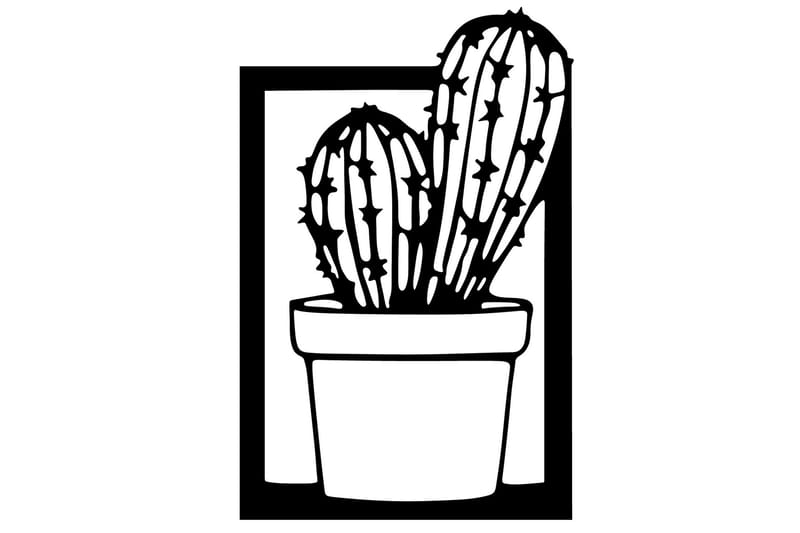 Cactus Veggdekor, Svart