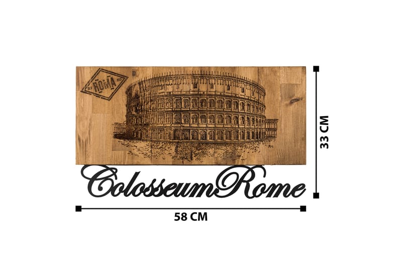 Colosseum Veggdekor - Svart/Valnøtt - Innredning - Veggdekorasjon - Skilt - Metallskilt