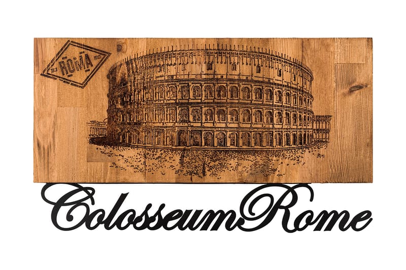 Colosseum Veggdekor - Svart/Valnøtt - Metallskilt