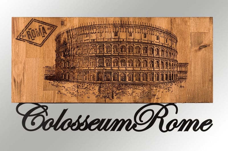 Colosseum Veggdekor - Svart/Valnøtt - Innredning - Veggdekorasjon - Skilt - Metallskilt