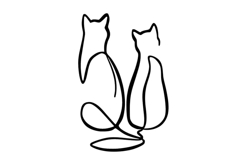 Couple Cat Love Veggdekor, Svart