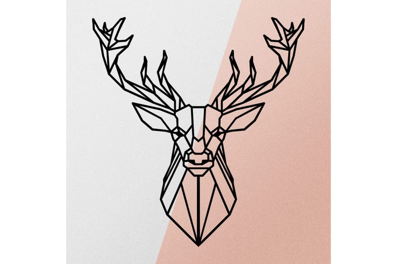 Deer 2 Veggdekor - Svart - Metallskilt