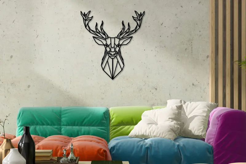 Deer 2 Veggdekor, Svart