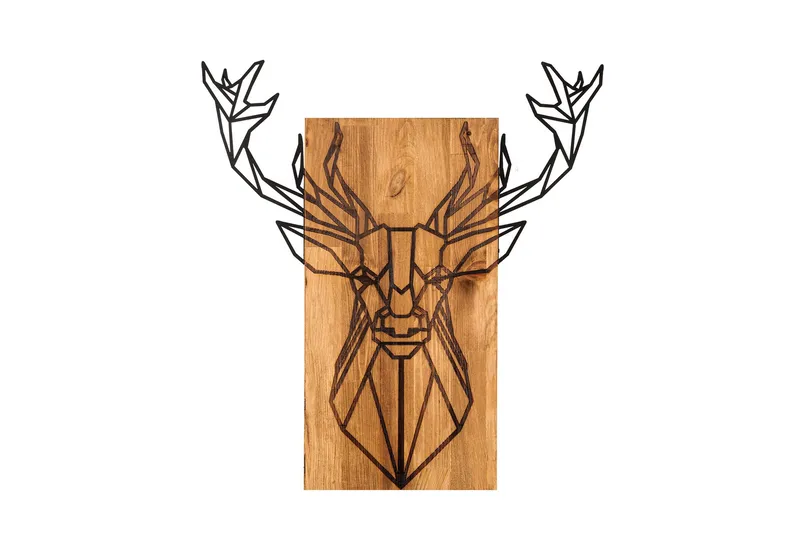Deer Veggdekor, Svart/Valnøtt