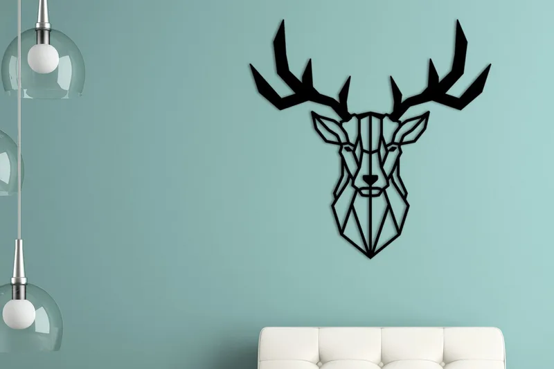 Deer2 Veggdekor, Svart