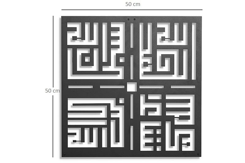 Dekorativ Veggdekor 50x50 cm - Svart - Innredning - Veggdekorasjon - Skilt - Metallskilt