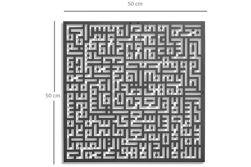 Dekorativ Veggdekor 50x50 cm - Svart - Innredning - Veggdekorasjon - Skilt - Metallskilt