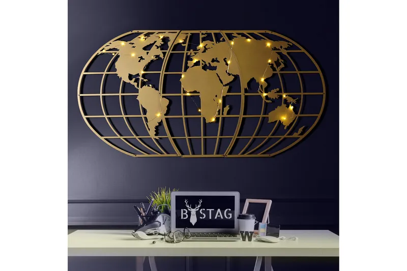 Dekorativ Veggdekor 60x120 cm - GOLD - Innredning - Veggdekorasjon - Skilt - Metallskilt