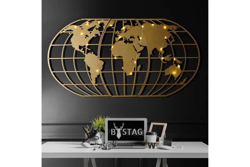 Dekorativ Veggdekor 60x120 cm - GOLD - Innredning - Veggdekorasjon - Skilt - Metallskilt