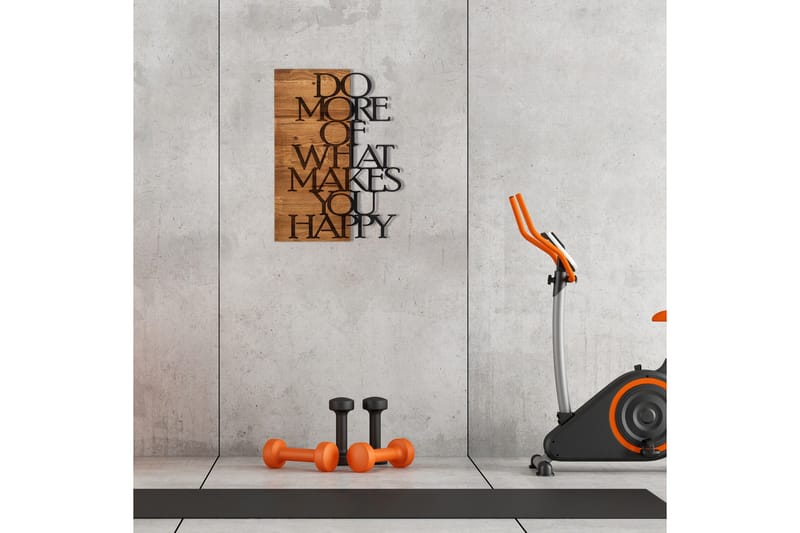 Do More Of What Makes You Happy Veggdekor - Svart/Valnøtt - Innredning - Veggdekorasjon - Skilt - Metallskilt