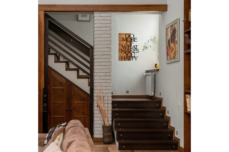 Do More Of What Makes You Happy Veggdekor - Svart/Valnøtt - Innredning - Veggdekorasjon - Skilt - Metallskilt