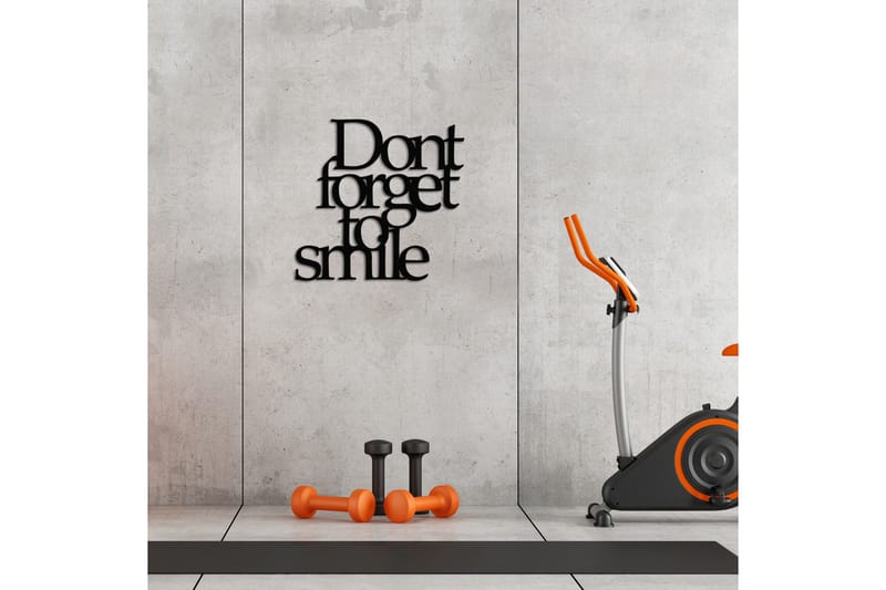 Don't Forget To Smile Veggdekor - Svart - Innredning - Veggdekorasjon - Skilt - Metallskilt