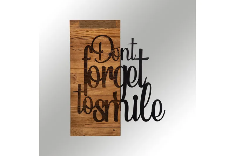 Don't Forget To Smile Veggdekor - Svart/Valnøtt - Innredning - Veggdekorasjon - Skilt - Metallskilt