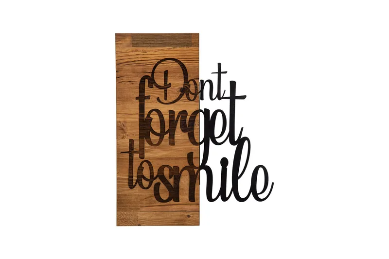 Don't Forget To Smile Veggdekor, Svart/Valnøtt